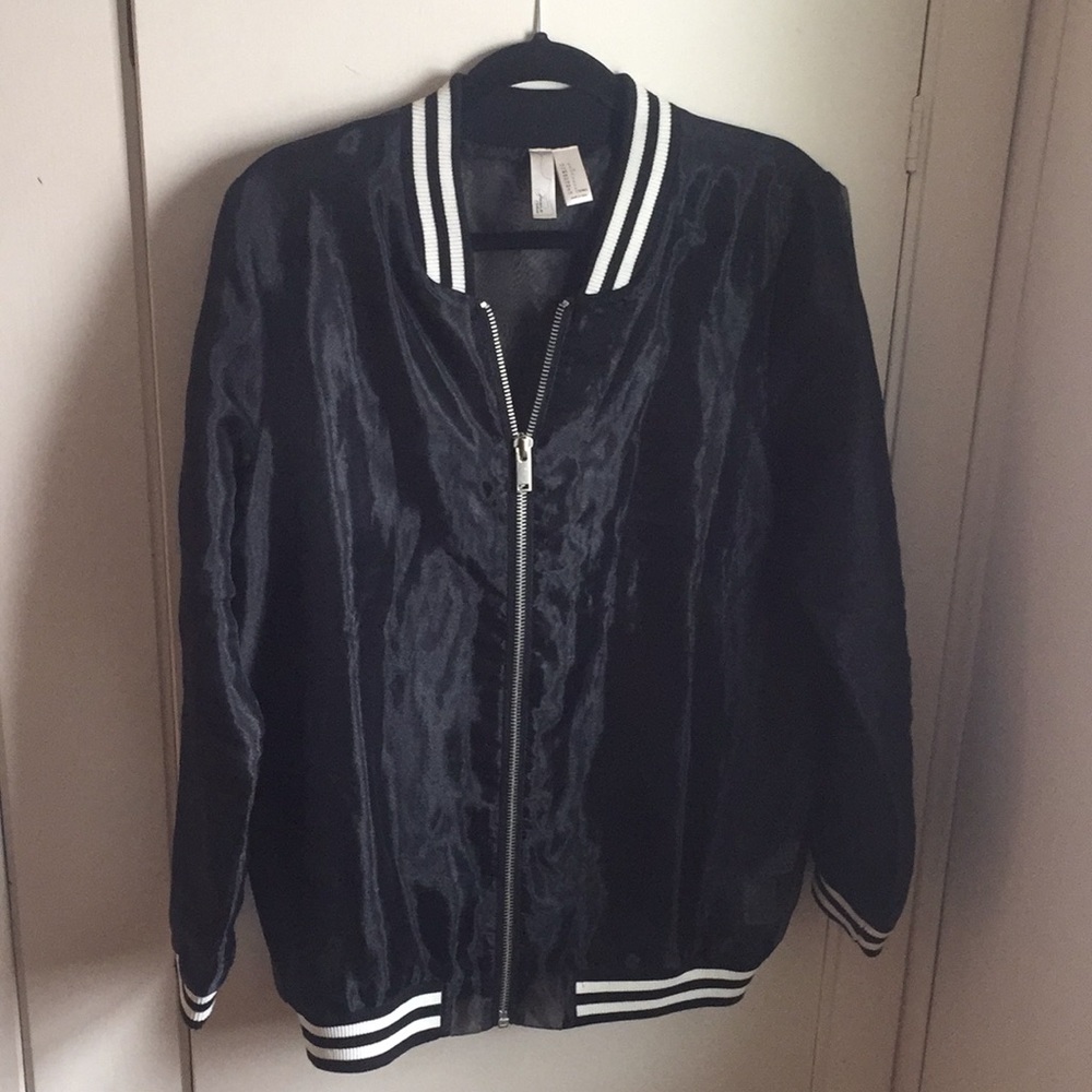 Black Transparent Bomber Jacket.